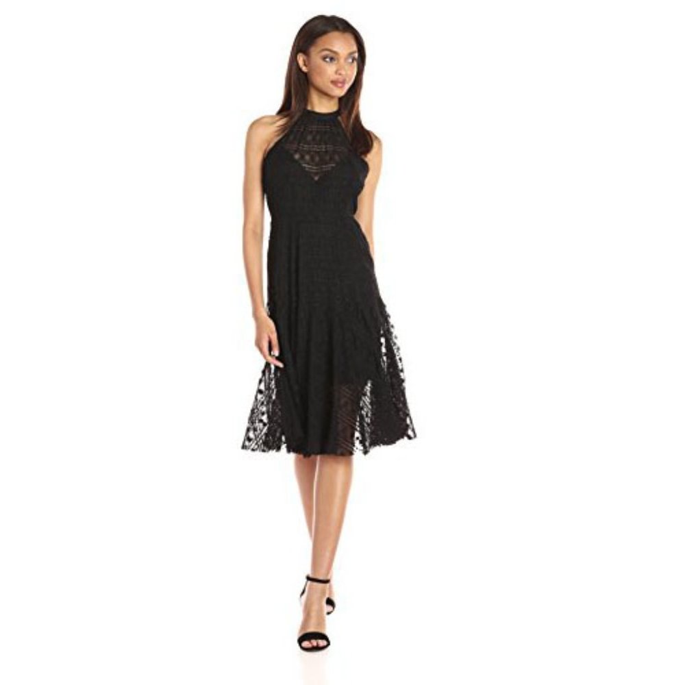 * Tracy Reese Halter Neck Laser-cut Lace D - Picture 2 of 4